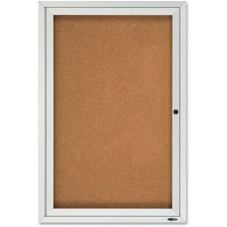 Quartet Enclosed Cork Bulletin Board for Outdoor Use - 36" Height x 24" Width - Brown Cork Surface - Hinged, Wear Resistant, Tea