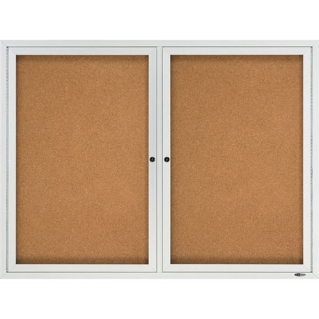 Quartet Enclosed Cork Bulletin Board for Outdoor Use - 36" Height x 48" Width - Brown Cork Surface - Hinged, Wear Resistant, Tea