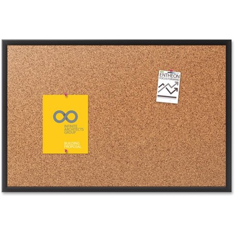 Quartet Classic Series Bulletin Board - 18" Height x 24" Width - Brown Natural Cork Surface - Self-healing, Durable, Sturdy - Bl