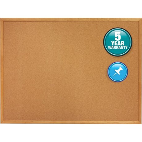 Quartet Classic Series Cork Bulletin Board - 24" Height x 36" Width - Brown Natural Cork Surface - Self-healing, Flexible, Durab