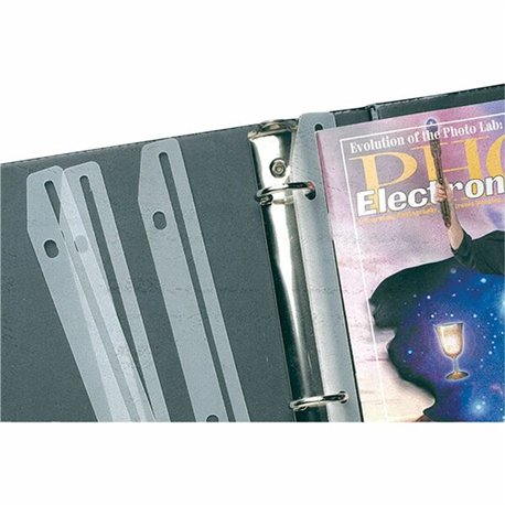 Baumgartens Magazine/Catalog Organizer Strips - 11.6" Length - 3 x Holes - Ring Binder - Clear - 12 / Pack