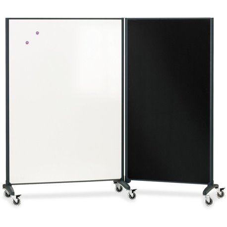 Quartet Motion Room Divider - 36" (3 ft) Width x 72" (6 ft) Height - White Porcelain Surface - Graphite Metal Frame - Magnetic -