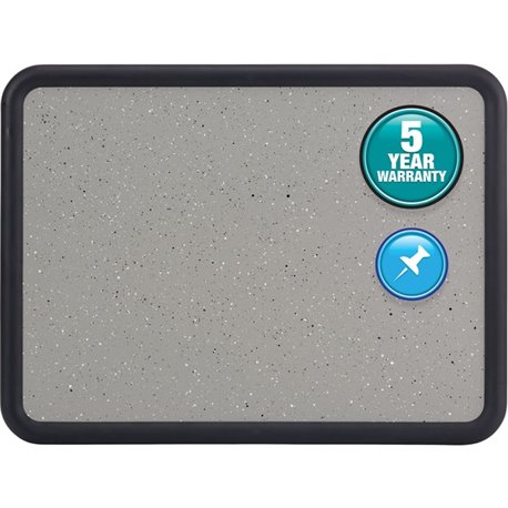 Quartet Contour Bulletin Board - 24" Height x 18" Width - Faux Granite Surface - Self-healing, Durable - Black Frame - 1 Each