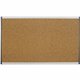 Quartet Arc Cubicle Bulletin Board - 18" Height x 30" Width - Brown Natural Cork Surface - Durable, Self-healing - Silver Alumin