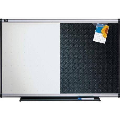 Quartet Prestige Combination Board - 36" (3 ft) Width x 24" (2 ft) Height - Black Foam Surface - Silver Aluminum Frame - Horizon