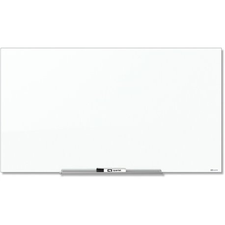 Quartet InvisaMount Magnetic Glass Dry-Erase Board - 85" (7.1 ft) Width x 48" (4 ft) Height - White Tempered Glass Surface - Hor