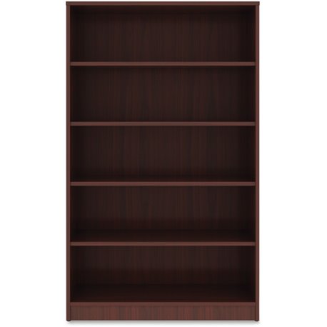 Lorell Laminate Bookcase - 0.8" Shelf, 36" x 12"60" - 5 Shelve(s) - 4 Adjustable Shelf(ves) - Square Edge - Material: Thermofuse