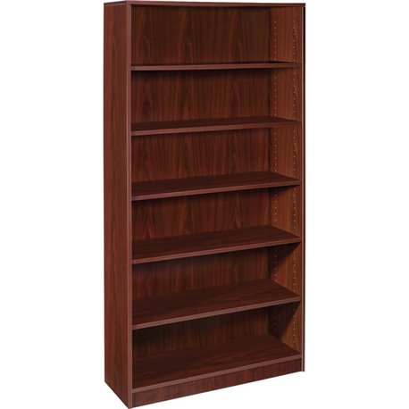 Lorell Laminate Bookcase - 6 Shelf(ves) - 72" Height x 36" Width x 12" Depth - Sturdy, Adjustable Feet, Adjustable Shelf - Therm