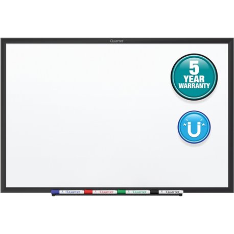 Quartet Classic Magnetic Whiteboard - 48" (4 ft) Width x 36" (3 ft) Height - White Painted Steel Surface - Black Aluminum Frame 