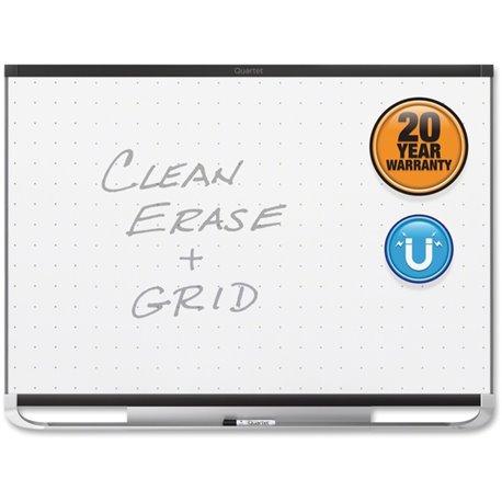 Quartet Prestige 2 Total Erase Magnetic Whiteboard - 48" (4 ft) Width x 36" (3 ft) Height - White Surface - Black Aluminum Frame