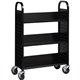 Lorell Single-sided Book Cart - 3 Shelf - Round Handle - 5" Caster Size - Steel - x 32" Width x 14" Depth x 46" Height - Black -