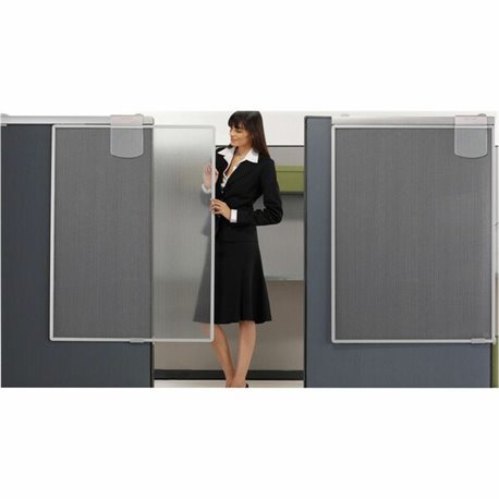 Quartet Workstation Sliding Privacy Screen - 36" Width x 48" Height x 1.3" Depth - Silver Aluminum Frame - Plastic - Silver - 1 