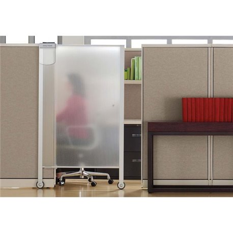 Quartet Workstation Privacy Screen - 38" Width x 64" Height - Aluminum Frame - Clear - 1 Each