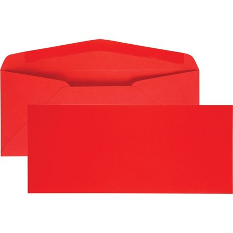 Quality Park No. 10 Bright Red Envelopes - Business - 10 - 4 1/8" Width x 9 1/2" Length - 60 lb - Adhesive - 25 / Pack - Red