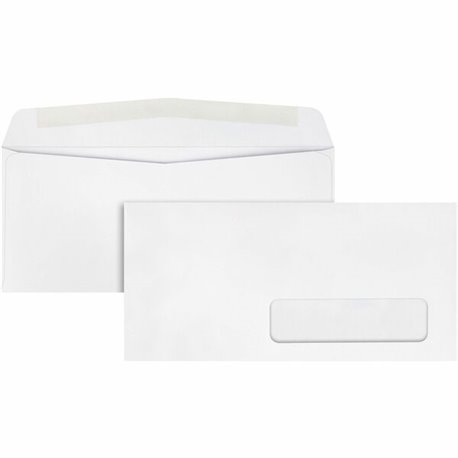 Quality Park No. 10 Single Right Window Envelopes - Single Window - 10 - 4 1/8" Width x 9 1/2" Length - 24 lb - Adhesive - Wove 