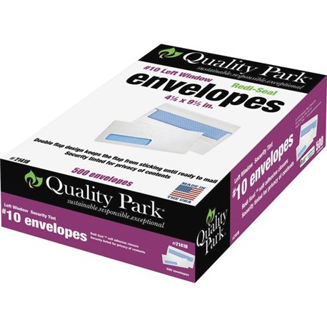 Quality Park No. 10 Single Window Security Tinted Business Envelopes with a Self-Seal Closure - Single Window - 10 - 4 1/8" Widt