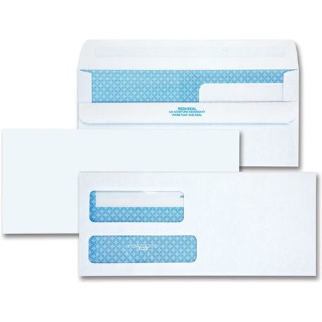 Quality Park No. 9 Double Window Security Tint Envelopes with Self-Seal Closure - Security - 9 - 3 7/8" Width x 8 7/8" Length - 