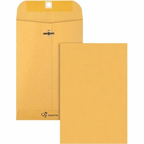 Quality Park 6 x 9 Extra Heavy-duty Kraft Clasp Envelopes - Clasp - 55 - 6" Width x 9" Length - 32 lb - Gummed - Kraft - 100 / B