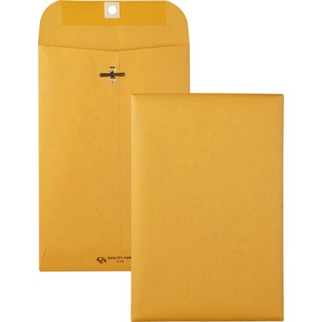 Quality Park 6 x 9 Clasp Envelopes with Deeply Gummed Flaps - Clasp - 55 - 6" Width x 9" Length - 28 lb - Gummed - Kraft - 100 /