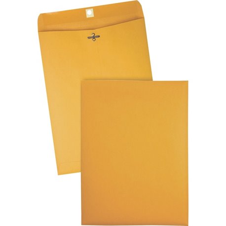 Quality Park 9 x 12 Clasp Envelopes with Deeply Gummed Flaps - Clasp - 90 - 9" Width x 12" Length - 28 lb - Gummed - Kraft - 100