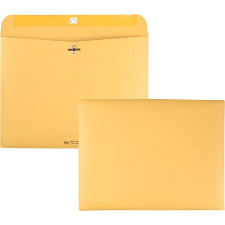 Quality Park 9 x 12 Clasp Envelopes with Deeply Gummed Flaps - Clasp - 90 - 9" Width x 12" Length - 28 lb - Clasp - Kraft - 100 