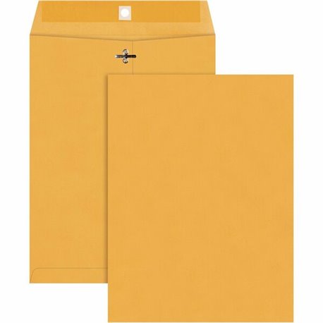 Quality Park 20% Recycled Clasp Envelopes with Deeply Gummed Flaps - 90 - 9" Width x 12" Length - 28 lb - Clasp - Kraft Paper - 