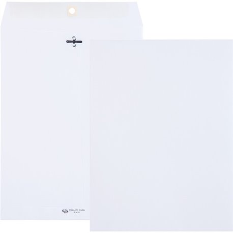 Quality Park 9 x 12 Clasp Envelopes with Deeply Gummed Flaps - Clasp - 90 - 9" Width x 12" Length - 28 lb - Gummed Flap - 100 / 