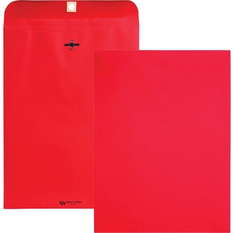 Quality Park 9 x 12 Clasp Envelopes with Deeply Gummed Flaps - Clasp - 90 - 9" Width x 12" Length - 28 lb - Clasp - Paper - 10 /