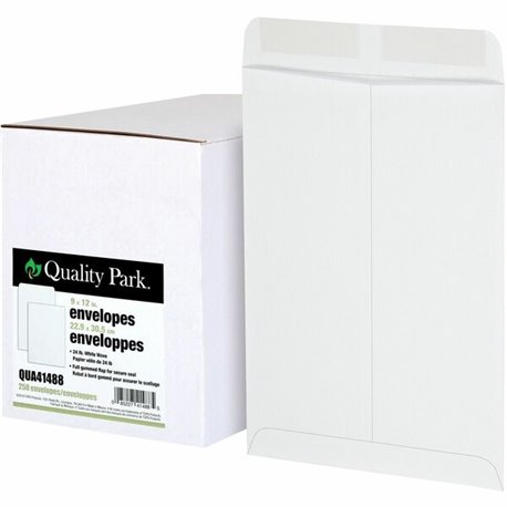 Quality Park 9 x 12 Catalog Envelopes with Gummed Flap - Catalog - 10 1/2 - 9" Width x 12" Length - 24 lb - Gummed - Wove - 250 