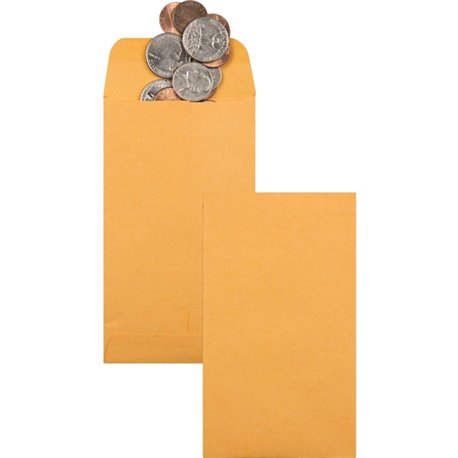 Quality Park No. 5 1/2 Coin and Small Parts Envelopes with Gummed Flap - Coin - 5-1/2 - 3 1/8" Width x 5 1/2" Length - 28 lb - G