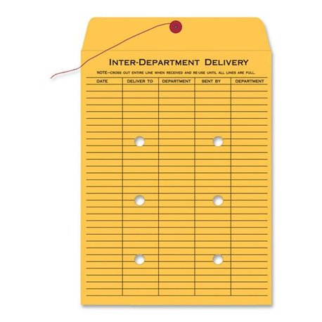 Quality Park 9 x 12 Inter-Departmental Envelopes - Inter-department - 9" Width x 12" Length - 28 lb - String/Button - Kraft - 10