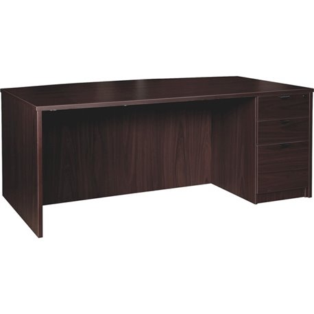 Lorell Prominence 2.0 Bowfront Right-Pedestal Desk - 1" Top, 72" x 42"29" - 3 x File, Box Drawer(s) - Single Pedestal on Right S