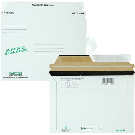 Quality Park Economy Disk/CD Mailers - CD/DVD - 6" Width x 8 5/8" Length - Self-sealing - Fiberboard - 25 / Box - White