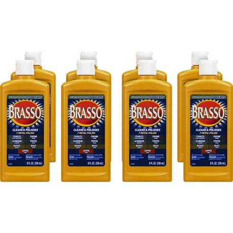 Brasso Metal Polish - 8 fl oz (0.3 quart)Bottle - 8 / Carton - Tan