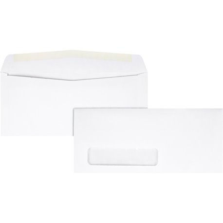 Quality Park No. 10 Single Window Envelopes - Single Window - 10 - 4 1/8" Width x 9 1/2" Length - 24 lb - Adhesive - Wove - 500 