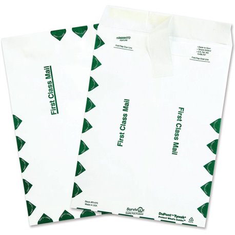 Survivor 9 x 12 DuPont Tyvek First Class Border Mailers with Self-Seal Closure - First Class Mail - 10 1/2 - 9" Width x 12" Leng