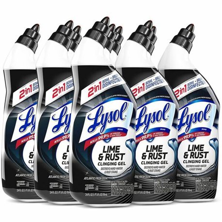 Lysol Lime/Rust Toilet Bowl Cleaner - 24 fl oz (0.8 quart) - Atlantic Fresh Scent - 9 / Carton - Blue