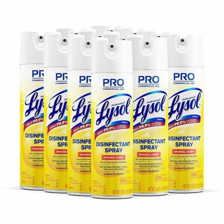 Professional Lysol Original Disinfectant Spray - For Multi Surface - 19 fl oz (0.6 quart) - Original Scent - 12 / Carton - Pleas