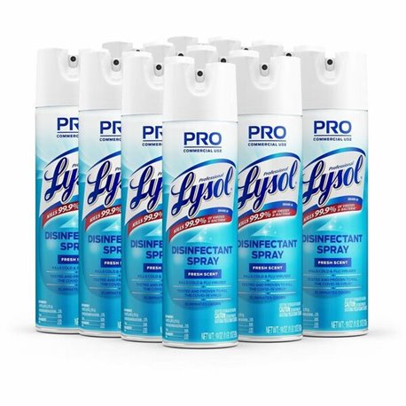 Professional Lysol Disinfectant Spray - For Multi Surface - 19 fl oz (0.6 quart) - Fresh Scent - 12 / Carton - Pleasant Scent, D