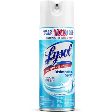 Lysol Crisp Linen Disinfectant Spray - For Nonporous Surface, Kitchen, Bathroom, Hard Surface - 12.50 oz (0.78 lb) - Crisp Linen