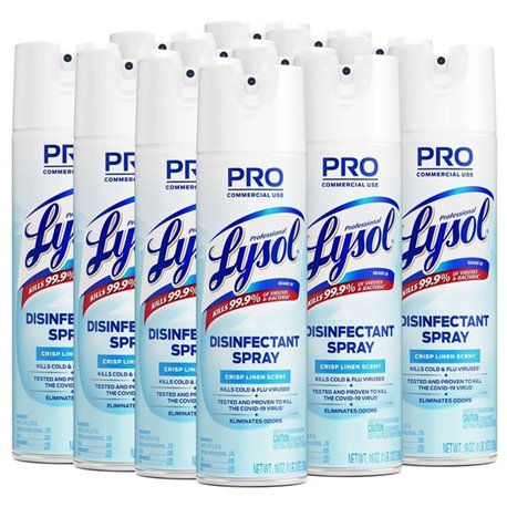 Professional Lysol Linen Disinfectant Spray - For Restroom, Food Service Area - 19 fl oz (0.6 quart) - Crisp Linen Scent - 12 / 