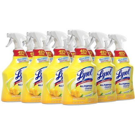 Lysol Lemon All Purpose Cleaner - Ready-To-Use - 32 fl oz (1 quart) - Lemon Breeze Scent - 12 / Carton - Deodorize, Disinfectant