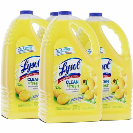 Lysol Clean/Fresh Lemon Cleaner - For Multi Surface - 144 fl oz (4.5 quart) - Clean & Fresh Lemon Scent - 4 / Carton - Disinfect