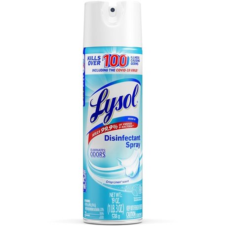 Lysol Crisp Linen Disinfectant Spray - 19 fl oz (0.6 quart) - Crisp Linen Scent - 1 Each - Easy to Use - Clear