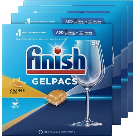 Finish All-n-1 Detergent Gelpacs - 1.3 fl oz (0 quart) - Orange Scent - 54 / Box - 2 / Carton - Orange