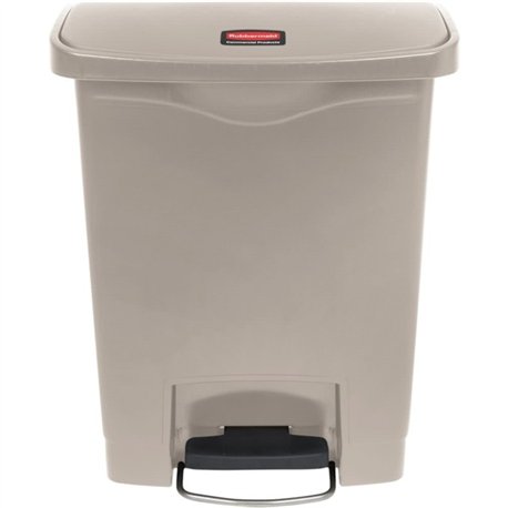 Rubbermaid Commercial 8G Slim Jim Front Step Container - Step-on Opening - 8 gal Capacity - Rectangular - Manual - Durable, Foot