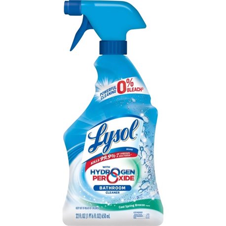 Lysol Bathroom Cleaner with Hydrogen Peroxide - For Multipurpose - 22 fl oz (0.7 quart) - Cool Spring Breeze Scent - 12 / Carton