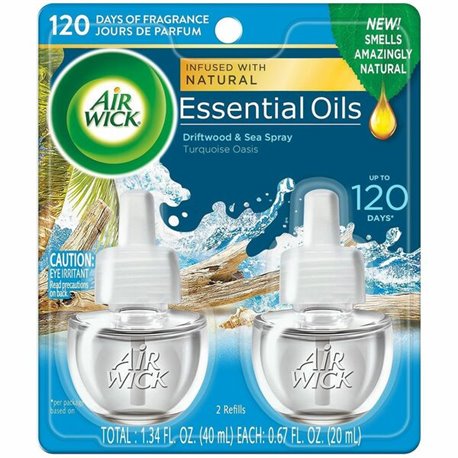 Air Wick Scented Oil Warmer Refill - Oil - 0.7 fl oz (0 quart) - Turquoise Oasis - 60 Day - 2 / Pack - Wall Mountable, Long Last