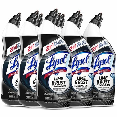 Lysol Lime/Rust Toilet Bowl Cleaner - 24 fl oz (0.8 quart) - Atlantic Fresh Scent - 9 / Carton - Blue