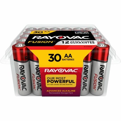 Rayovac Fusion Premium Alkaline AA Batteries - For Multipurpose - AA - 30 / Pack